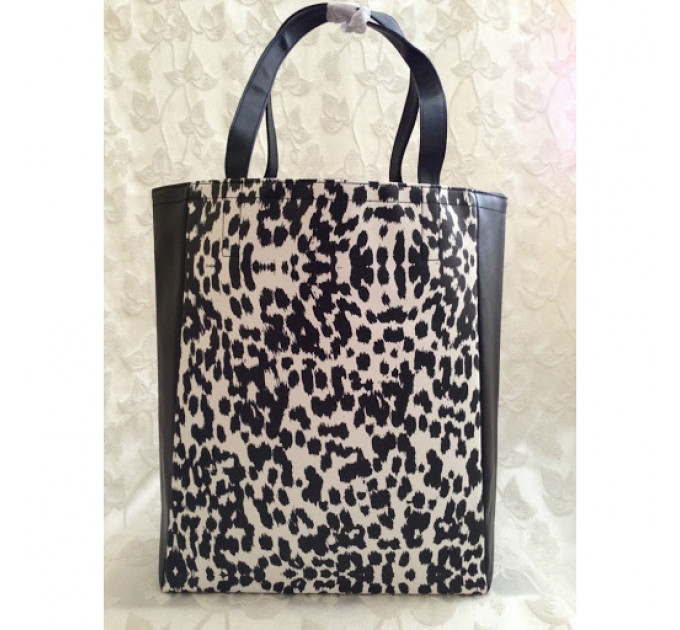 Сумка Victoria's Secret 2014 Black & White faux leather Leopard Print Tote Bag